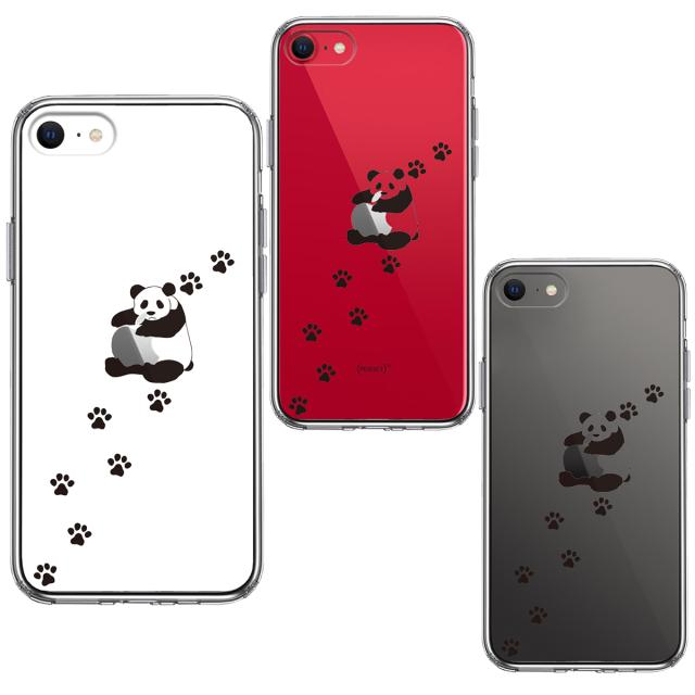 iPhoneSE ケース 第3世代 第2世代 クリア パンダ リンゴ大好き スマホケース 側面ソフト 背面ハード ハイブリッド 送料無料-1