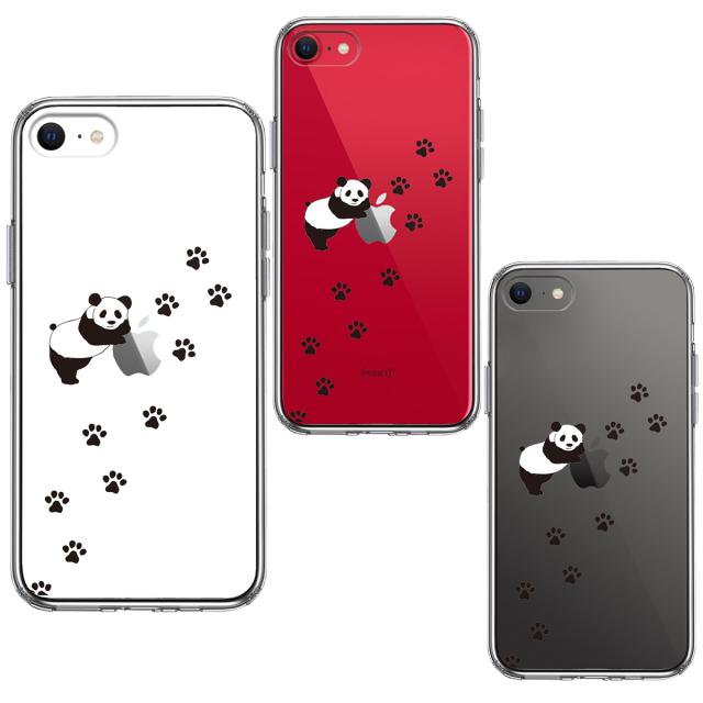 iPhoneSE ケース 第3世代 第2世代 クリア パンダ フットプリント スマホケース 側面ソフト 背面ハード ハイブリッド 送料無料-1