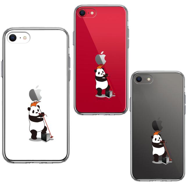 iPhoneSE ケース 第3世代 第2世代 クリア パンダ ボーカル スタンドマイク スマホケース 側面ソフト 背面ハード ハイブリッド 送料無料-1