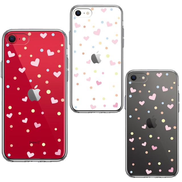 iPhoneSE ケース 第3世代 第2世代 クリア ハート と 水玉 スマホケース 側面ソフト 背面ハード ハイブリッド 送料無料-1