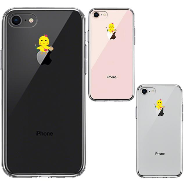 iPhone8 ケース クリア ひよこ 雛 絵描き 画伯 スマホケース 側面ソフト 背面ハード ハイブリッド 送料無料-1