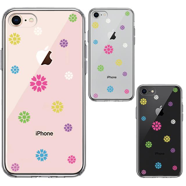 iPhone7 iPhone8 ケース クリア カラフル 花柄 スマホケース 側面ソフト 背面ハード ハイブリッド 送料無料-1