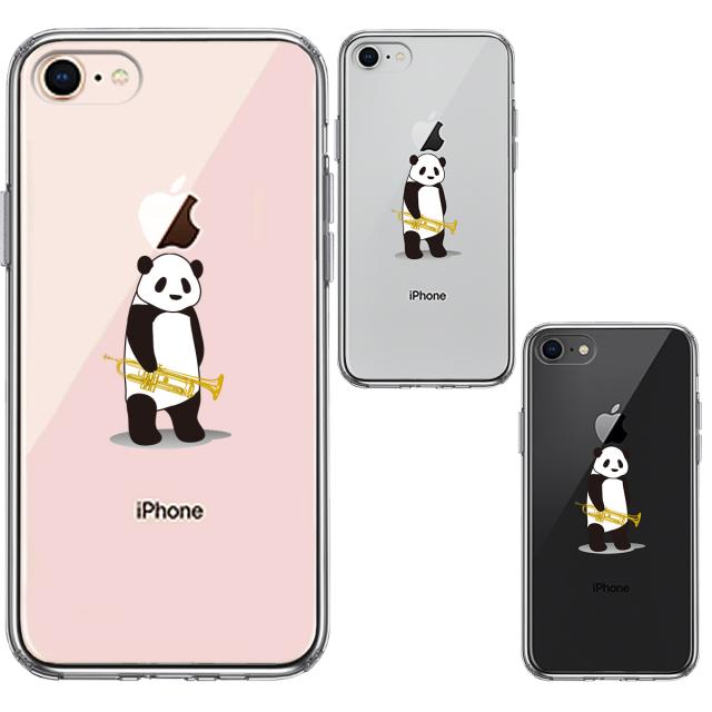 iPhone7 iPhone8 ケース クリア だれパンダ トランペット スマホケース 側面ソフト 背面ハード ハイブリッド 送料無料-1