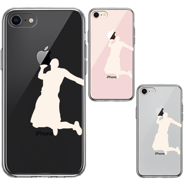 iPhone8 ケース クリア バスケットボール ダンクシュート２ 白 スマホケース 側面ソフト 背面ハード ハイブリッド 送料無料-1