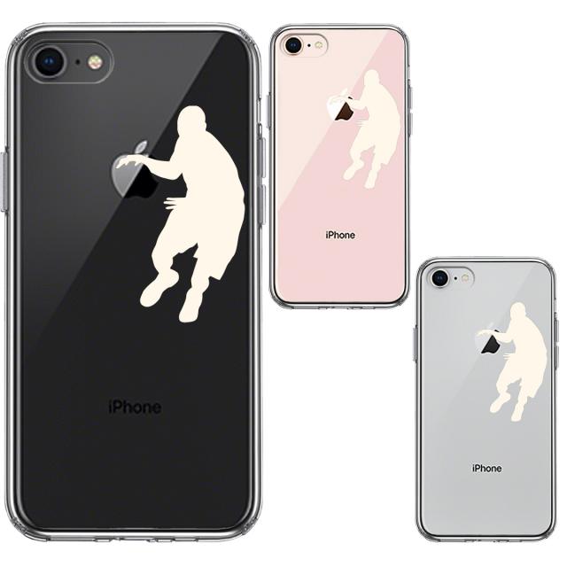 iPhone8 ケース クリア バスケットボール ドリブル ホワイト スマホケース 側面ソフト 背面ハード ハイブリッド 送料無料-1