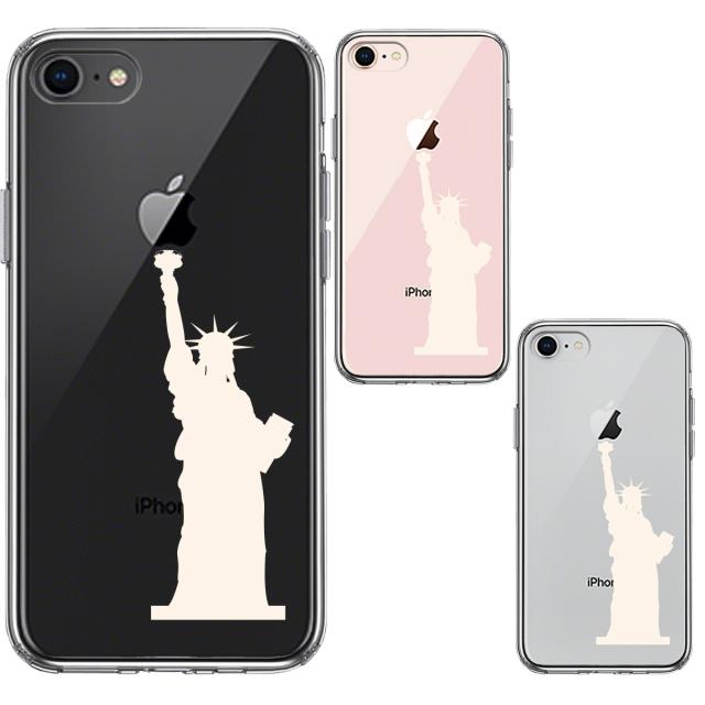 iPhone8 ケース クリア 自由の女神 ホワイト スマホケース 側面ソフト 背面ハード ハイブリッド 送料無料-1