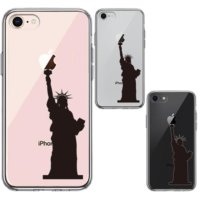 iPhone8 ケース クリア 自由の女神 スマホケース 側面ソフト 背面ハード ハイブリッド 送料無料-1