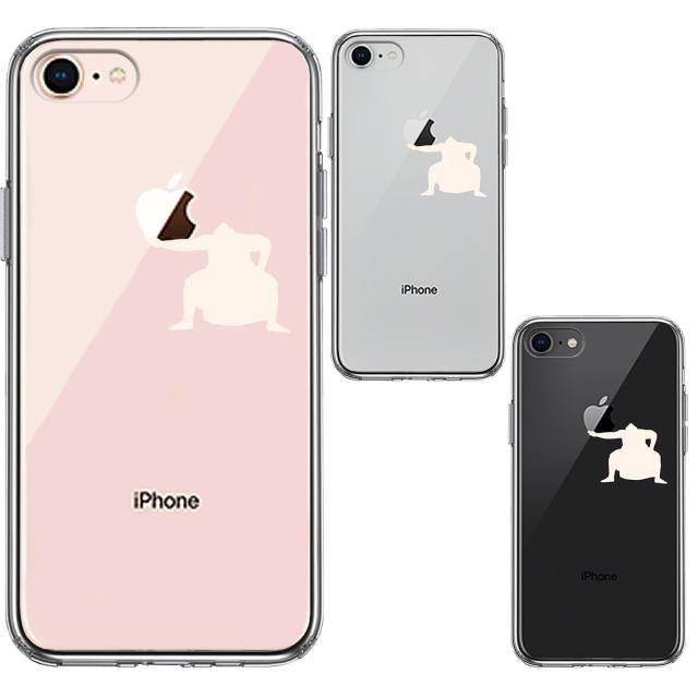 iPhone8 ケース クリア おすもうさん 土俵入り 白 スマホケース 側面ソフト 背面ハード ハイブリッド 送料無料-1