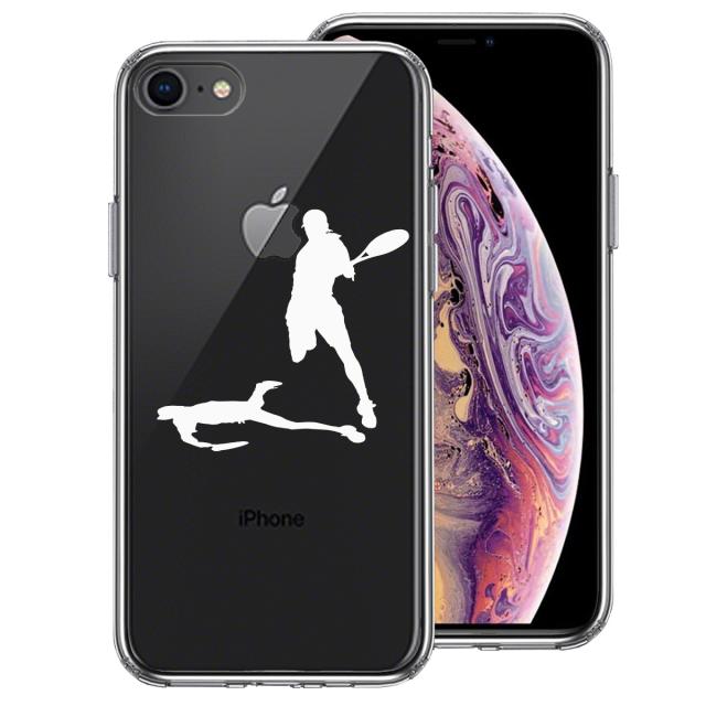 iPhone8 ケース クリア テニス スマッシュ ホワイト スマホケース 側面ソフト 背面ハード ハイブリッド 送料無料-0
