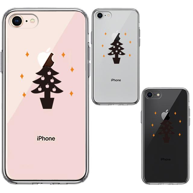 iPhone8 ケース クリア Christmas tree クリスマス スマホケース 側面ソフト 背面ハード ハイブリッド 送料無料-1