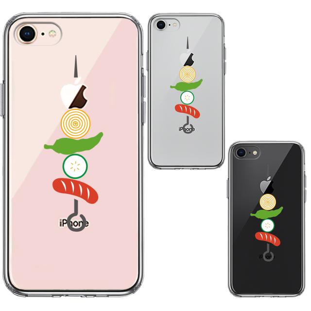 iPhone8 ケース クリア BBQ バーベキュー スマホケース 側面ソフト 背面ハード ハイブリッド 送料無料-1