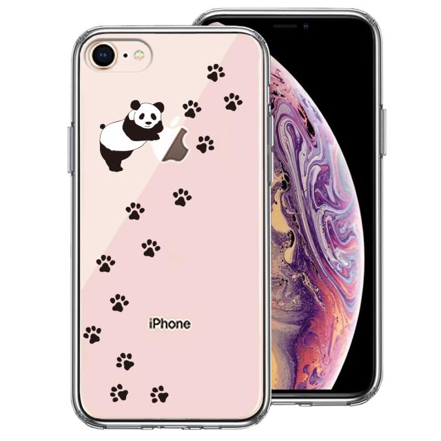 iPhone8 ケース クリア パンダ フットプリント スマホケース 側面ソフト 背面ハード ハイブリッド 送料無料-0