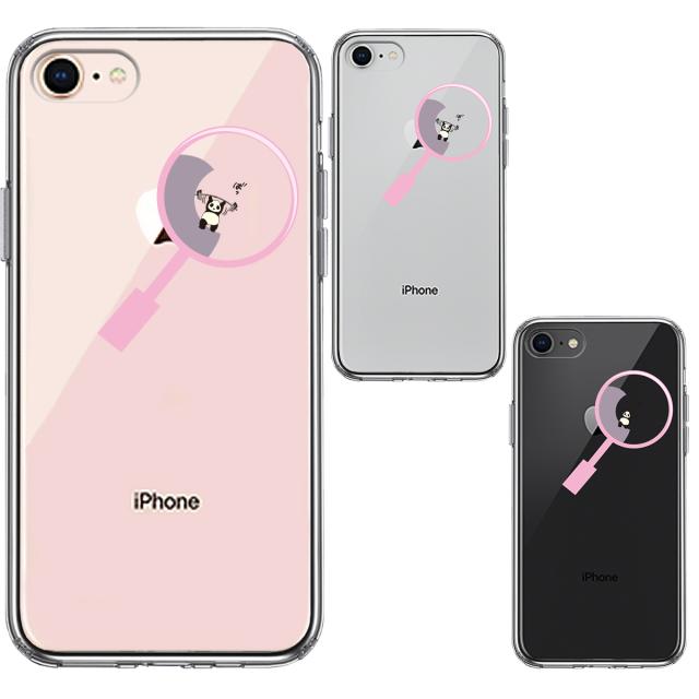 iPhone7 iPhone8 ケース クリア よく見たら パンダ トレーニング スマホケース 側面ソフト 背面ハード ハイブリッド 送料無料-1