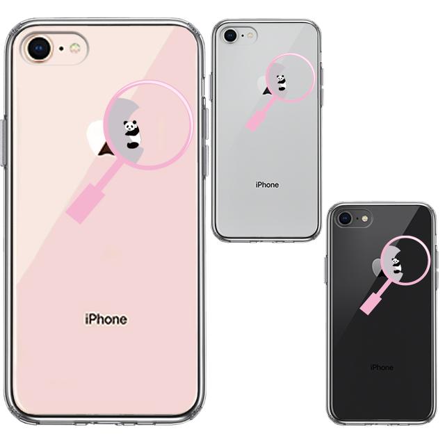 iPhone7 iPhone8 ケース クリア よく見たら パンダ 抱きついてた スマホケース 側面ソフト 背面ハード ハイブリッド 送料無料-1