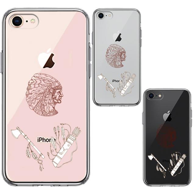 iPhone8 ケース クリア ネイティブアメリカン スマホケース 側面ソフト 背面ハード ハイブリッド 送料無料-1