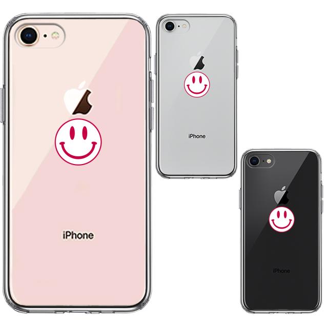 iPhone7 iPhone8 ケース クリア にこちゃん スマイル マーク スマホケース 側面ソフト 背面ハード ハイブリッド 送料無料-1