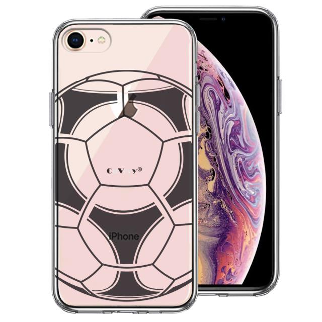 iPhone7 iPhone8 ケース クリア サッカーボール I Love Soccer スマホケース 側面ソフト 背面ハード ハイブリッド 送料無料-0