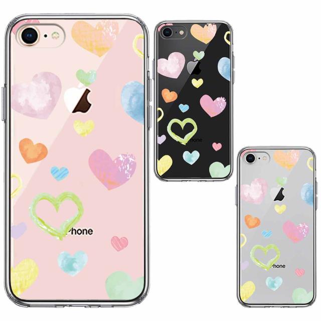 iPhone7 iPhone8 ケース クリア 水彩 ハート ドット dot スマホケース 側面ソフト 背面ハード ハイブリッド 送料無料-1