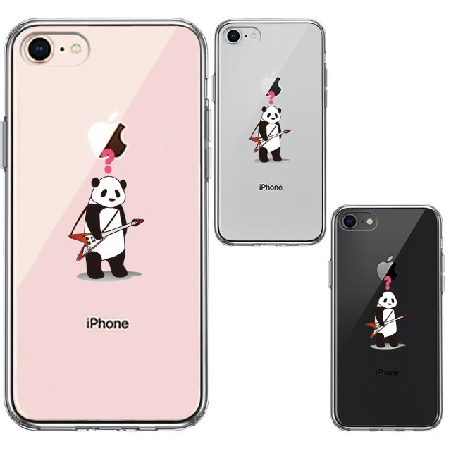 iPhone7 iPhone8 ケース クリア ギター パンダ ？ スマホケース 側面ソフト 背面ハード ハイブリッド 送料無料-1