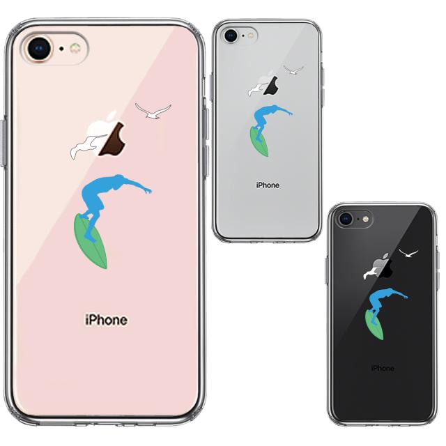 iPhone7 iPhone8 ケース クリア サーファー カモメ スマホケース 側面ソフト 背面ハード ハイブリッド 送料無料-1