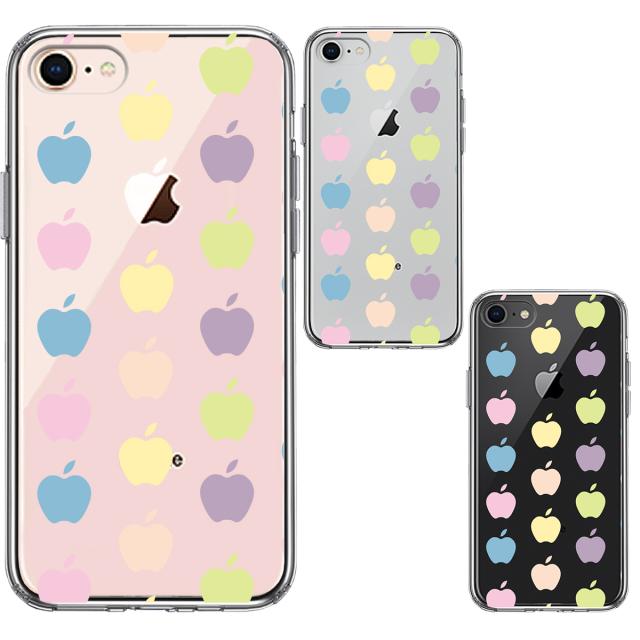 iPhone8 ケース クリア 林檎 りんご apple 水玉 スマホケース 側面ソフト 背面ハード ハイブリッド 送料無料-1