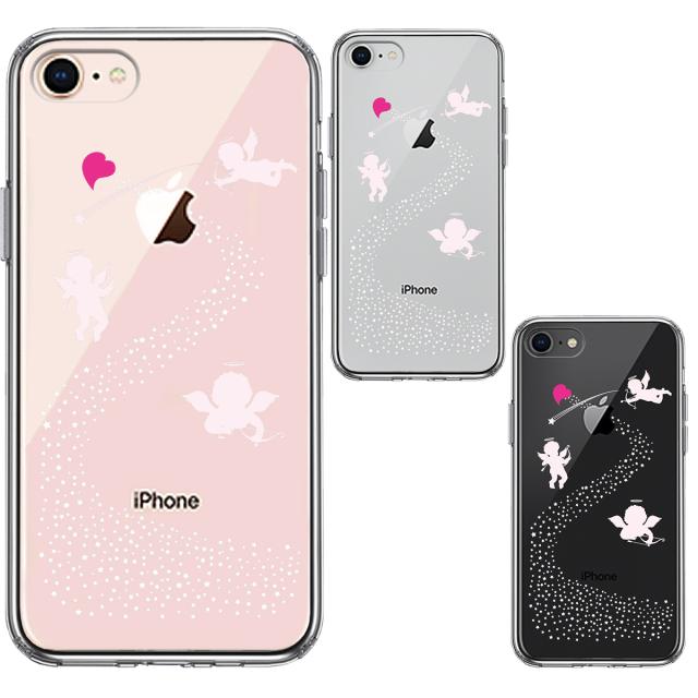 iPhone8 ケース クリア 天の川 ハート エンジェル スマホケース 側面ソフト 背面ハード ハイブリッド 送料無料-1