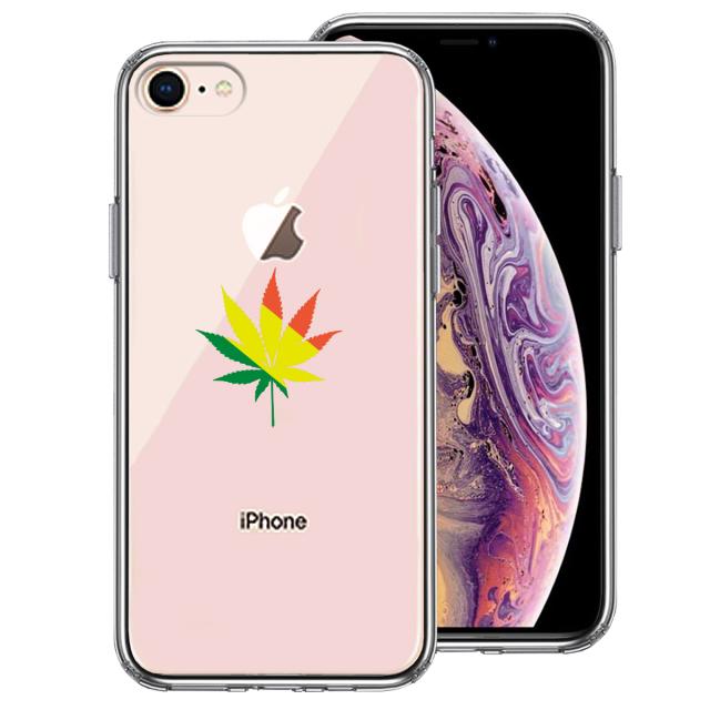 iPhone8 ケース クリア 大麻 マリファナ ガンジャ 平和 マーク スマホケース 側面ソフト 背面ハード ハイブリッド 送料無料-0