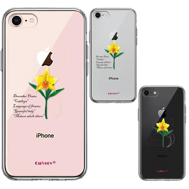 iPhone7 iPhone8 ケース クリア 一輪花 12月 カトレア スマホケース 側面ソフト 背面ハード ハイブリッド 送料無料-1
