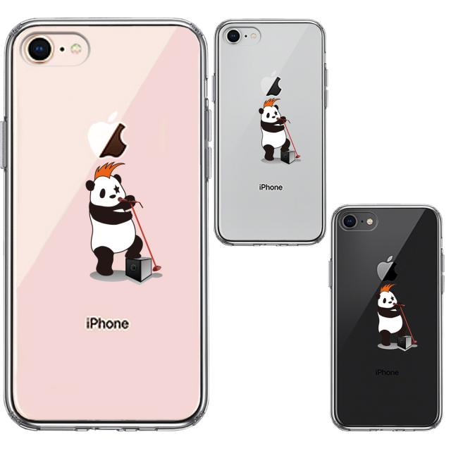 iPhone7 iPhone8 ケース クリア パンダ ボーカル スタンドマイク スマホケース 側面ソフト 背面ハード ハイブリッド 送料無料-1