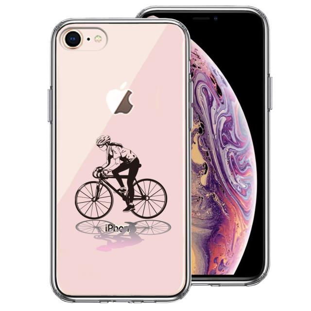 iPhone7 iPhone8 ケース クリア スポーツサイクリング 女子1 スマホケース 側面ソフト 背面ハード ハイブリッド 送料無料-0
