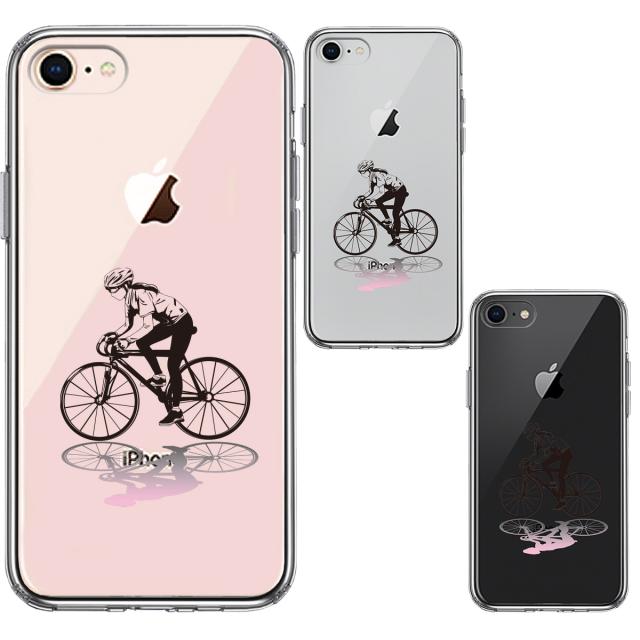 iPhone7 iPhone8 ケース クリア スポーツサイクリング 女子1 スマホケース 側面ソフト 背面ハード ハイブリッド 送料無料-1