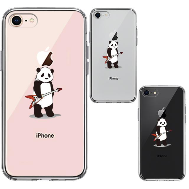 iPhone7 iPhone8 ケース クリア エレキギター パンダ スマホケース 側面ソフト 背面ハード ハイブリッド 送料無料-1
