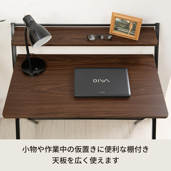 棚付折りたたみワークデスク テーブル 幅80cm 机 木目 収納 テレワーク PCデスク 送料無料-20