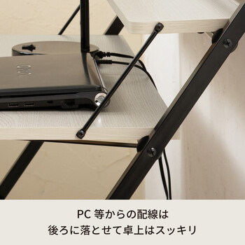 棚付折りたたみワークデスク テーブル 幅80cm 机 木目 収納 テレワーク PCデスク 送料無料-22