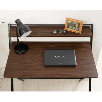 棚付折りたたみワークデスク テーブル 幅80cm 机 木目 収納 テレワーク PCデスク 送料無料-6