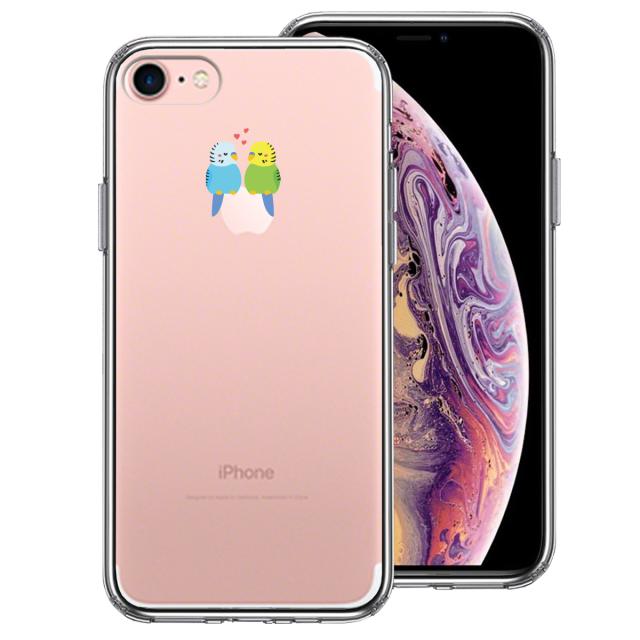 iPhone7 ケース クリア インコ カップル LOVE ラブ スマホケース 側面ソフト 背面ハード ハイブリッド 送料無料-0