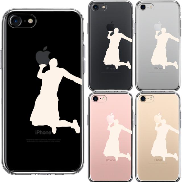 iPhone7 ケース クリア バスケットボール ダンクシュート２ 白 スマホケース 側面ソフト 背面ハード ハイブリッド 送料無料-1