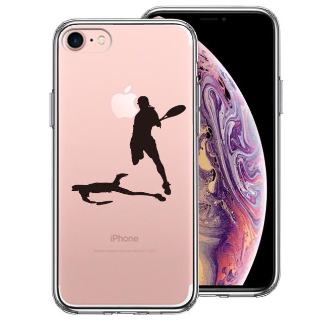 iPhone7 ケース クリア テニス スマッシュ スマホケース 側面ソフト 背面ハード ハイブリッド 送料無料-0