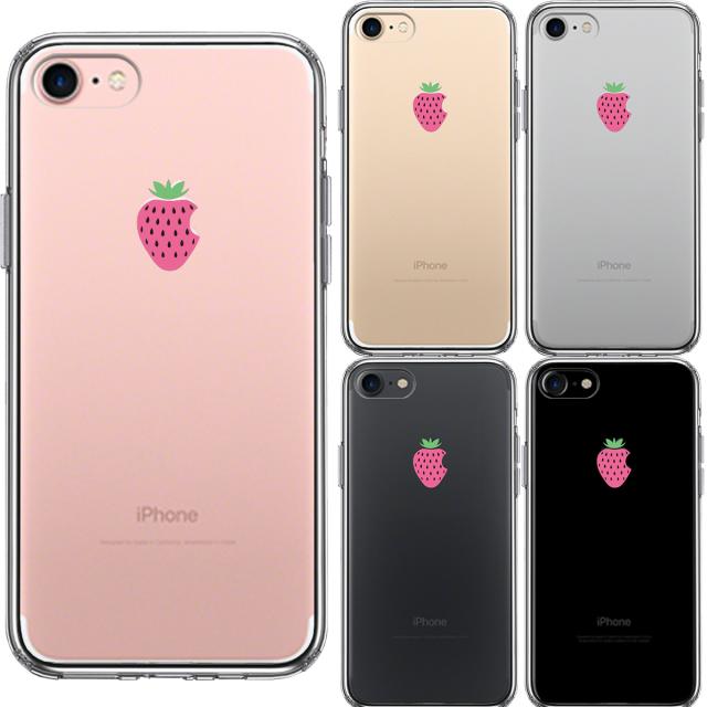 iPhone7 ケース クリア イチゴ 苺 スマホケース 側面ソフト 背面ハード ハイブリッド 送料無料-1