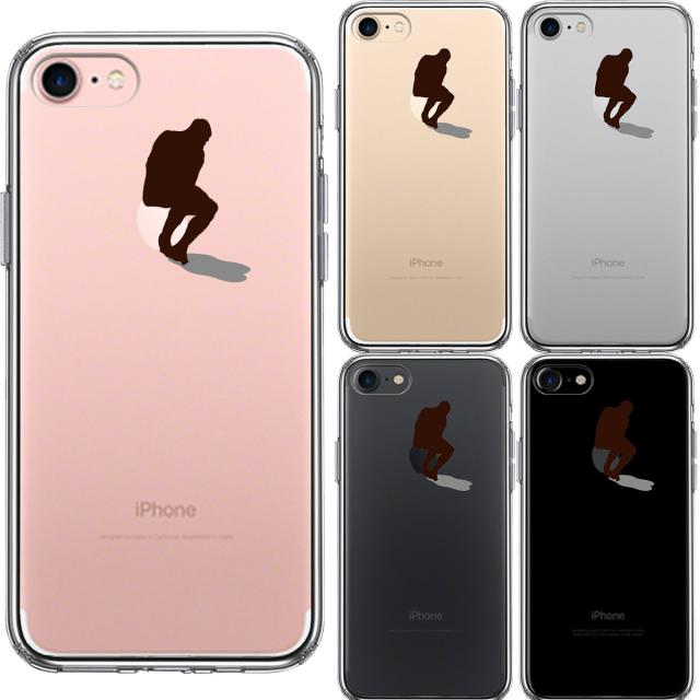 iPhone7 ケース クリア りんご で 考える人 スマホケース 側面ソフト 背面ハード ハイブリッド 送料無料-1
