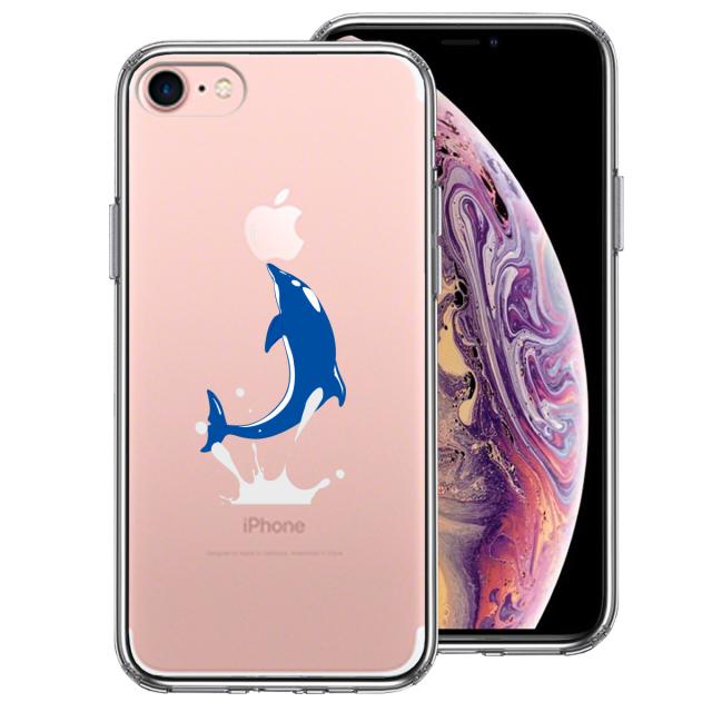 iPhone7 ケース クリア ドルフィン イルカ スマホケース 側面ソフト 背面ハード ハイブリッド 送料無料-0