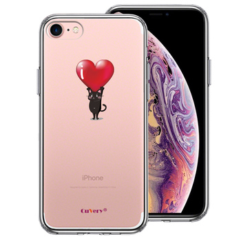 iPhone7 ケース クリア 猫 ネコ にゃんこ ハートは重い？ 黒猫 スマホケース 側面ソフト 背面ハード ハイブリッド 送料無料-0