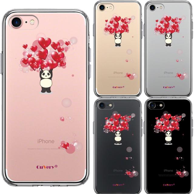 iPhone7 ケース クリア パンダ ハート いっぱい 重量挙げ 並感 スマホケース 側面ソフト 背面ハード ハイブリッド 送料無料-1