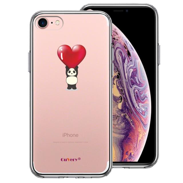 iPhone7 ケース クリア パンダ ハート 重量挙げ 並感 スマホケース 側面ソフト 背面ハード ハイブリッド 送料無料-0