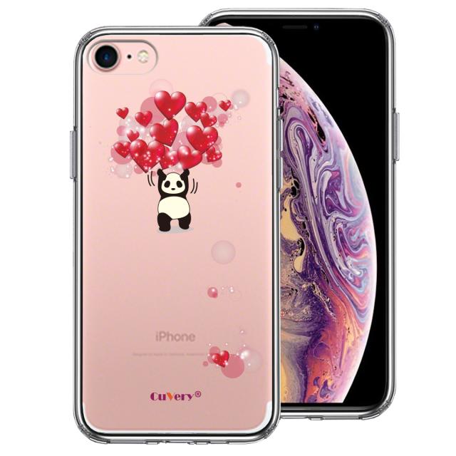 iPhone7 ケース クリア パンダ ハート いっぱい 重量挙げ 努力感 スマホケース 側面ソフト 背面ハード ハイブリッド 送料無料-0