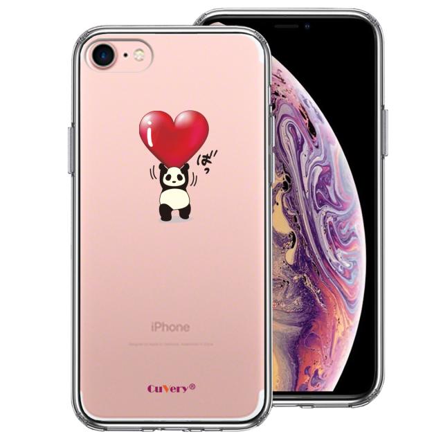 iPhone7 ケース クリア パンダ ハート 重量挙げ 努力感 スマホケース 側面ソフト 背面ハード ハイブリッド 送料無料-0