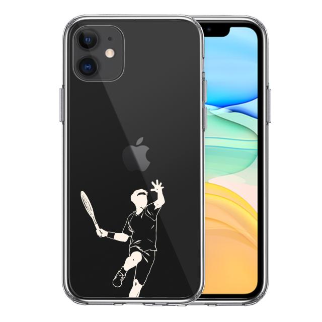 iPhone11 ケース クリアテニス ホワイト スマホケース 側面ソフト 背面ハード ハイブリッド 送料無料-0