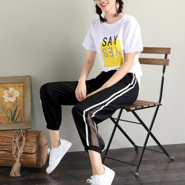 サイドライン パンツ レディース ジャージパンツ ウエストゴム ヨガパンツ カジュアル 黒 送料無料 即日発送-2