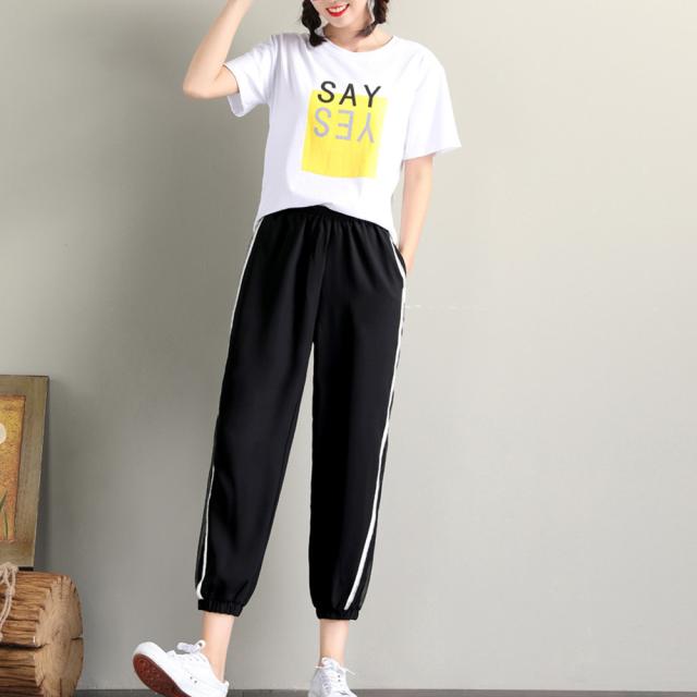 サイドライン パンツ レディース ジャージパンツ ウエストゴム ヨガパンツ カジュアル 黒 送料無料 即日発送-5