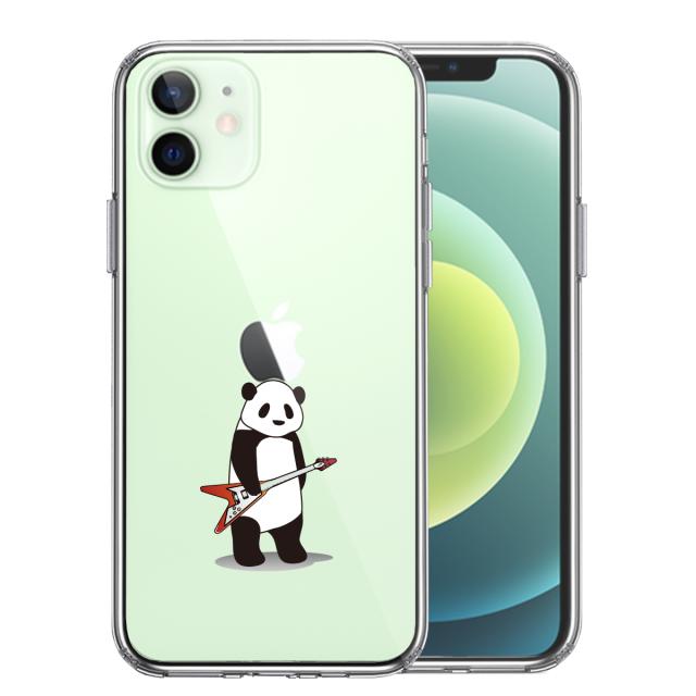 iPhone12 ケース クリア エレキギター パンダ スマホケース 側面ソフト 背面ハード ハイブリッド 送料無料-0